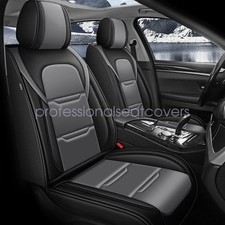 For Honda Civic Car 5 Seat Cover Cushion Full Faux Leather Stitching Grayblack For Honda Civic Car 5 Seat Cover Cushion Full Faux Leather Stitching Grayblack