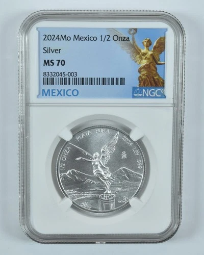 2024 Mo Mexico 1/2 Onza Silver Libertad MS70 NGC Mexico Label *4047