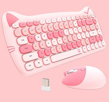 Perixx PERIDUO-715 Wireless Mini Keyboard and Mouse Set - Cute Cat-Like Design