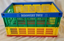 Vintage Rare Discovery Toys Consultant Collapsible Toy Box Bin Crate Travel