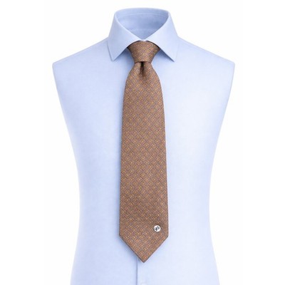 Versace Classic V2 Italian Silk Tie Brown/Gold Geometric Pattern   Medusa Logo