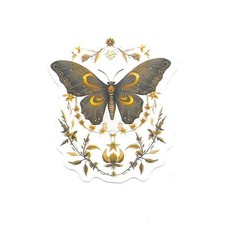 Celestial Charcoal Gold Butterfly Vinyl Sticker Vintage Insect Journal Laptop
