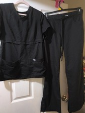 Greys Anatomy Scrub Set Black Top Med Pants Small