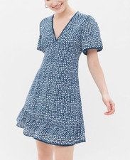 Urban Outfitters UO Newport Mini Dress Printed Lace Babydoll Blue M NEW 252950