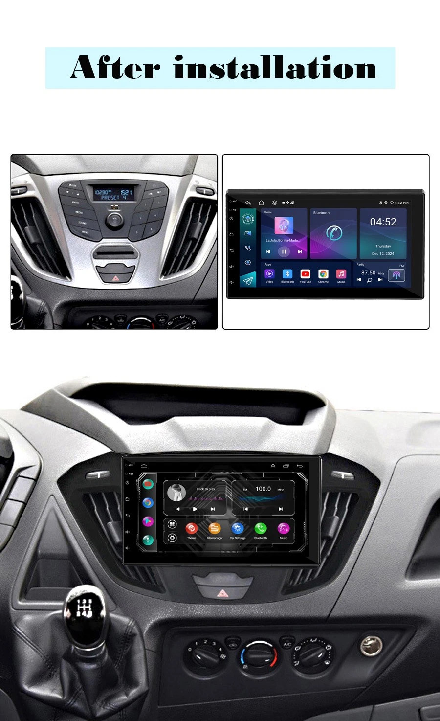 2G+32G Autoradio navigation Android 14.0 For pour Ford Transit Ecosport CarPlay