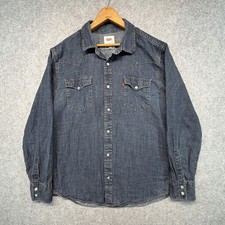 Levi's Western Denim Shirt Mens Blue Size Large Pearl Snap Button