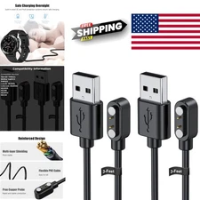 USB Charging Cable for Smart Watch 3.3 Feet Magnetic Connector 2 Pack