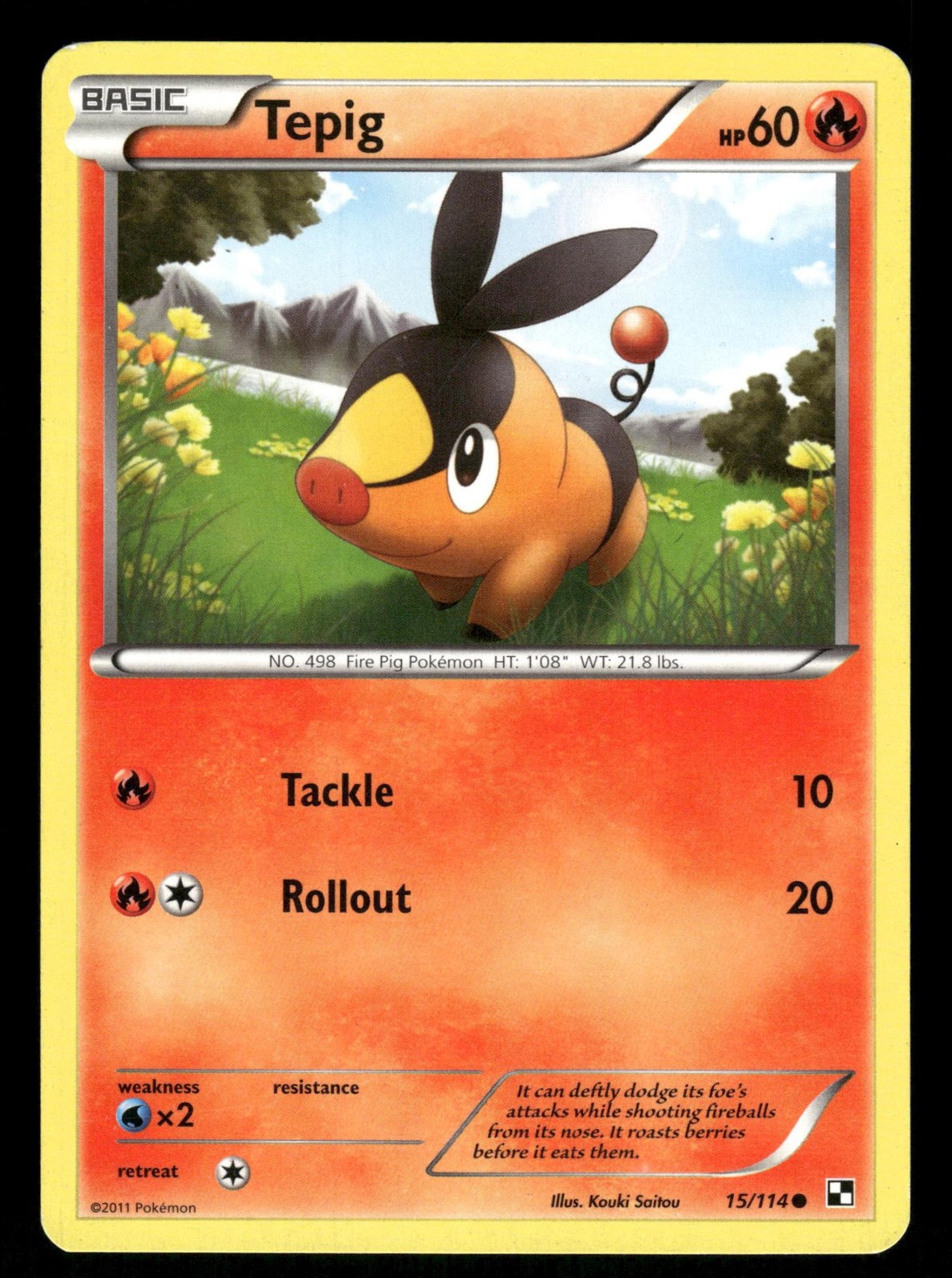 Tepig 15/114 LP Common Black & White 2011 Pokemon TCG