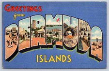 Hamilton Vintage Bermuda Large Letter Greetings From Islands 1938