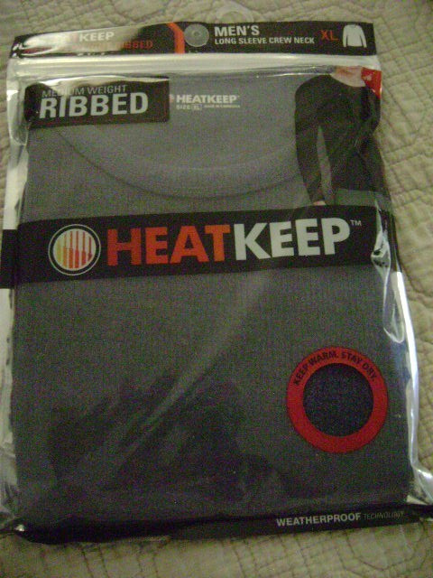NEW-Ribbed HEAT KEEP Mens long sleeve Crew Neck Thermal Shirt-XL