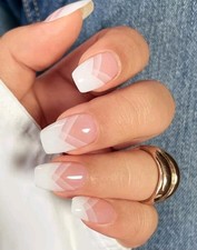 22 Strips Fully Cured Gel Nail Sticker Wraps, No UV Lamp French White