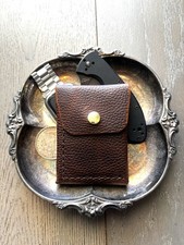 Genuine Handmade Full Grain Pure Leather Compact Flap Wallet EDC Brown