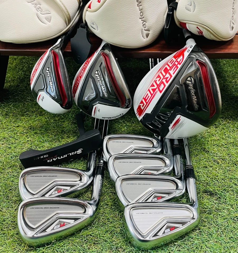 LH Taylormade Fullset Aero Burner 1w3w 4hy R9 Iron 5-9+Pw 10clubs S Flex RH Golf - Image 2 of 4