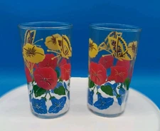 Glasses Morning Glory Butterfly Primary Colors Boscul Vintage Jars Free Ship