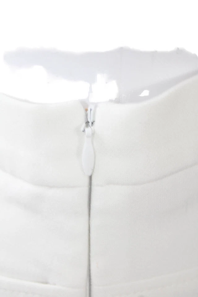 Pantalones Akris Punto Mujer Cremallera Lateral Tiro Alto Plisados Pierna Recta Blancos Talla 10 Foto 4 de 4