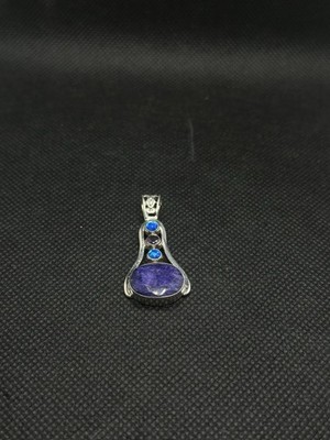Blue Sapphire, Amethyst Peace & Two Blue-Fire Opals Sterling Silver Pendant
