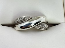 STERLING SILVER FANCY BAND SIZE - 7 1/4 RING WITH 4 SMALL DIAMONDS S1031 