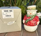 Fenton Snowman Fairy Lamp Light White Opal Hand painted “Let It Snow” USA #189