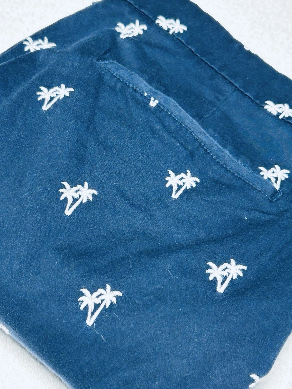 Daniel Hector Paris Men’s 98% Cotton Shorts With Embroidered Palm Trees 36W NAV