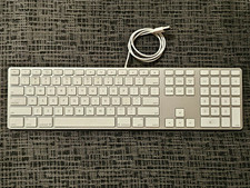 Genuine Apple Mac Wired USB Keyboard A1243 Full Size Numeric Keypad Silver