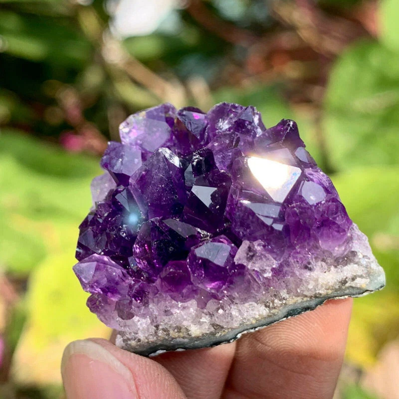 Natural Gemstone Amethyst Quartz Cluster Druzy Geode Crystal Healing  Specimen