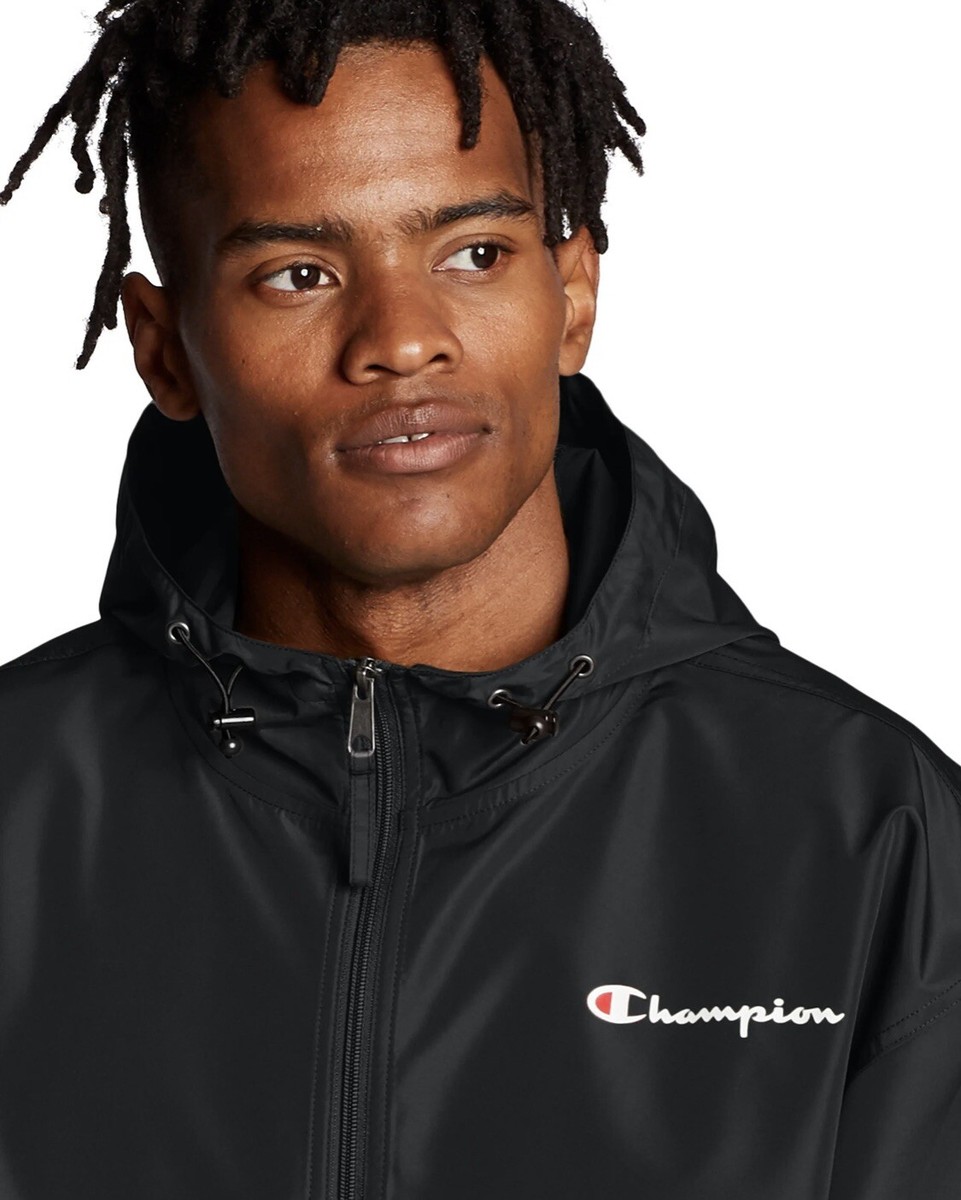 Champion Stadium Packable Half Zip Windbreaker, Jet Black, Men's
