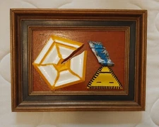 Original Framed Signed Torrans Wood Abstract on Board Sculpture Junk Art 12"/15"