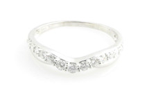 14 Karat White Gold and Diamond Wedding Band Size 10.25 6852