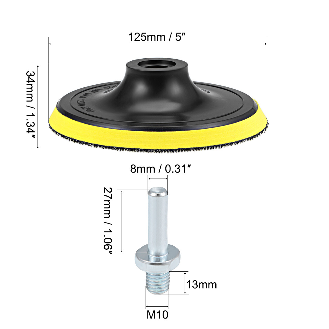 5" Hook and Loop Backing Pad Orbital Sander Polishing Pad M10 Drill