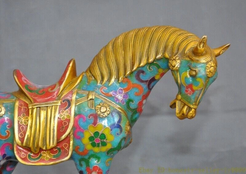 9"" China bronce Cloisonne zodiaco chino éxito animal caballo corcel estatua Foto 2 de 4