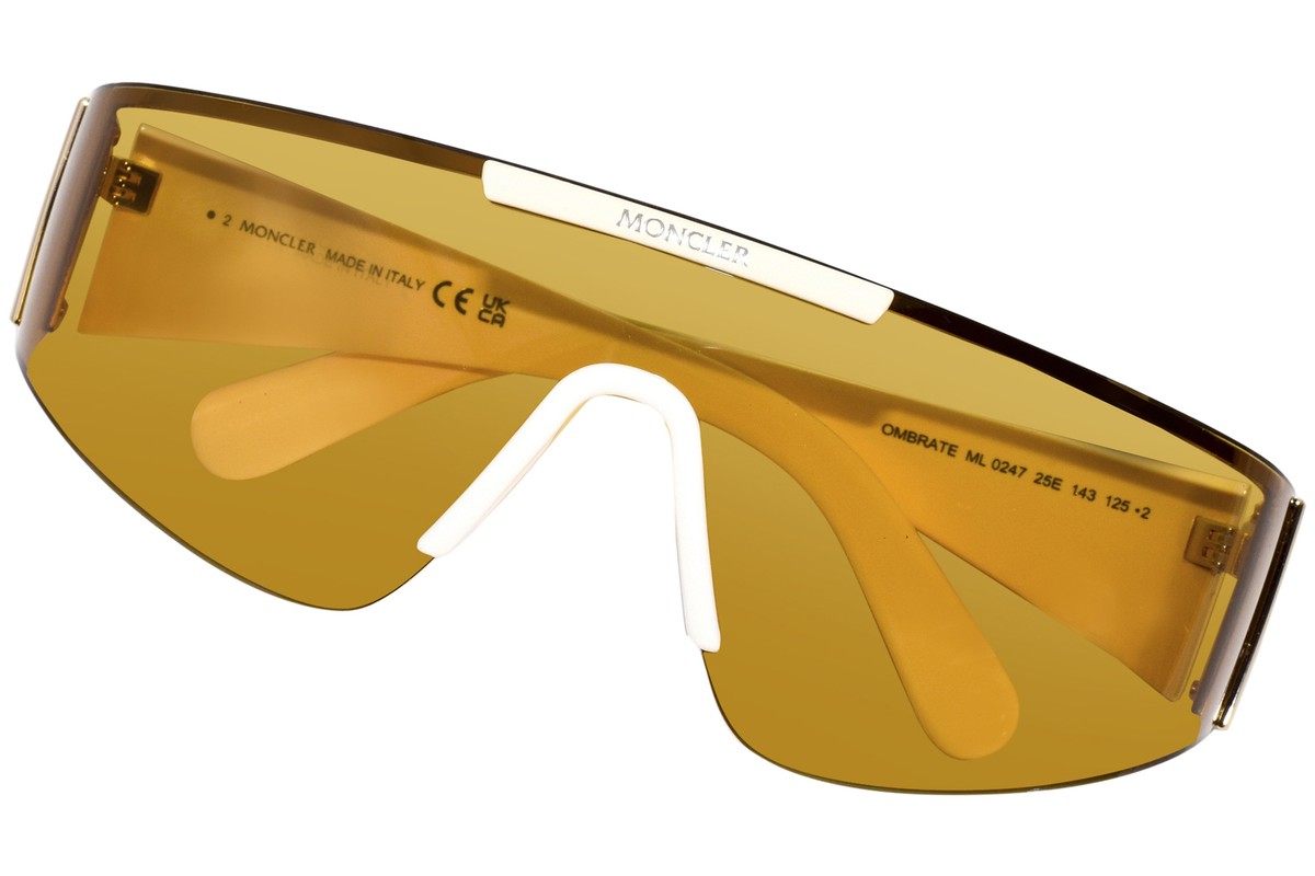 Moncler ML0247 25E Sunglasses Ivory/Brown Shield 143mm | eBay