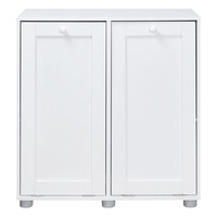 Saxony® Laundry Cabinet 2 Tilt-Out Baskets Hamper Storage Box Wooden Clothes Bin