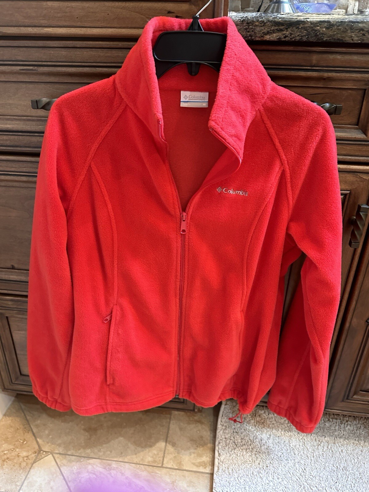 Women's Basic Red Fleece Jacket Size Medium - image 1