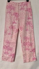 Lilly Pulitzer Vintage Pink Palm Capris Pants, Size 2    Perfect For Spring 