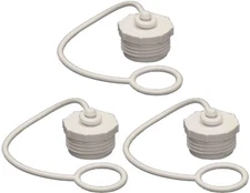 Aqua Pro 27838 (27839) QTY. 3, Fresh Water Hose Male Plug With Strap 3/4" White