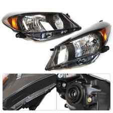 Pair Halogen Headlamps Black Housing Headlights For 2012 2013 2014 Toyota Yaris