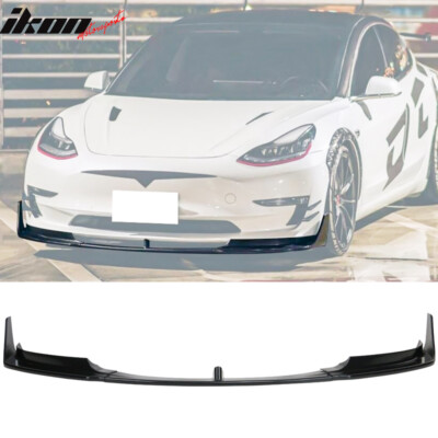 Fits 17-23 Tesla Model 3 V Style Front Bumper Lip Spoiler Kit Unpainted PP 5PCS