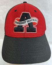 EUC Amherst NY Youth Hockey New Era 39Fifty red/black poly knit yth fitted cap