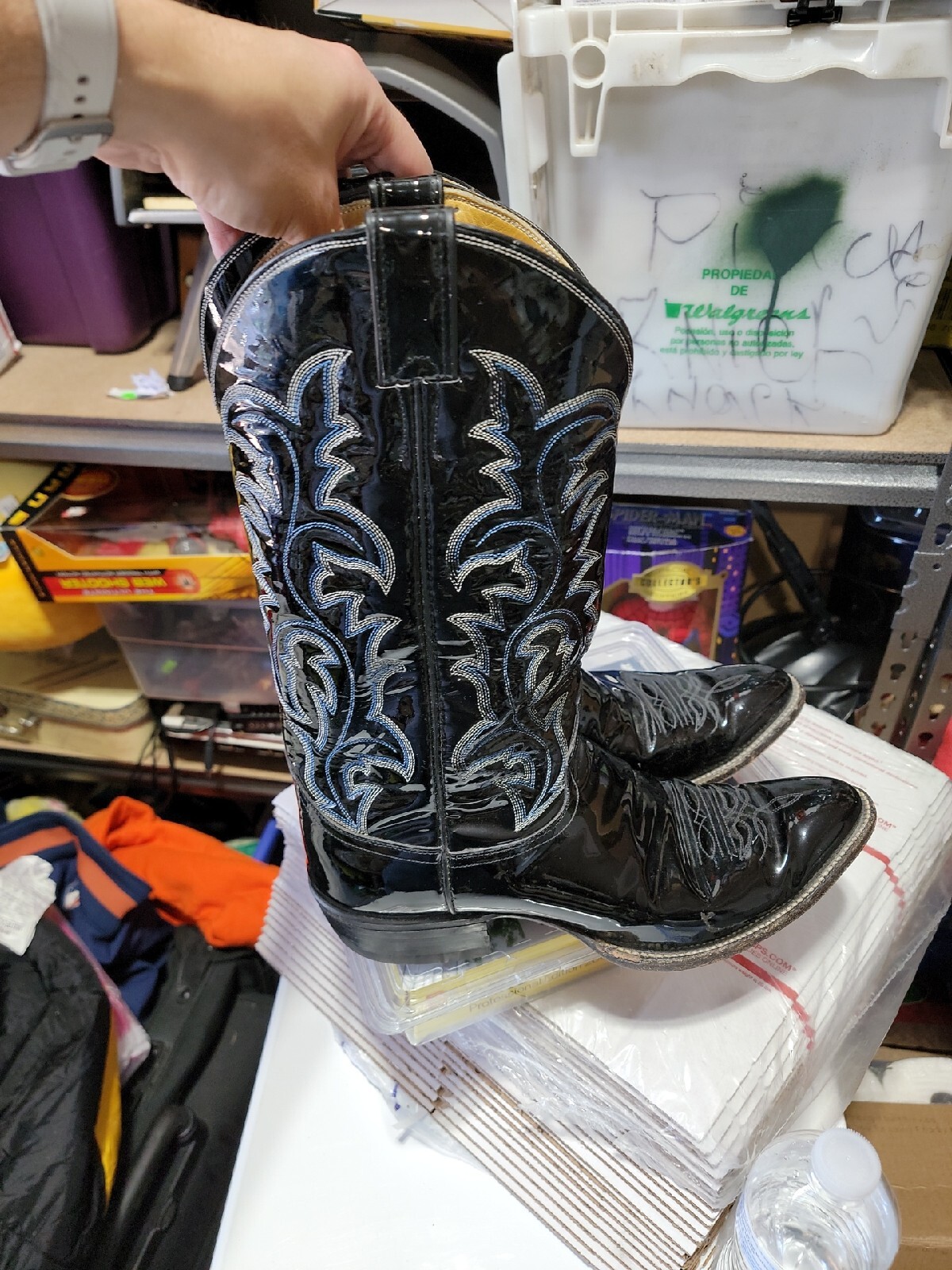 Justin Style 2506 Black Patent Leather Cowboy Boots Men's Size 11 D eBay