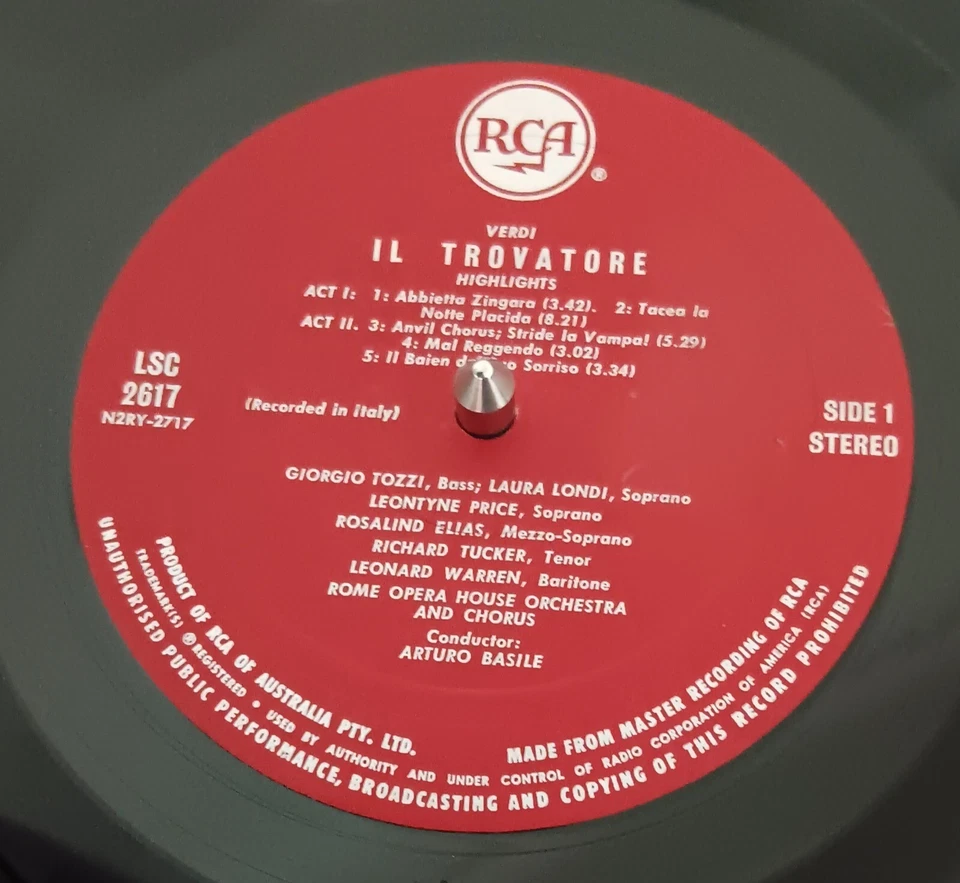 Leontyne Price, Basile - Verdi Il Trovatore highlights - LP record excellent - Image 3 of 3