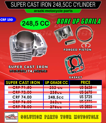 BRT Racing Honda CRF150 CRF 150 Super Cast Iron Cylinder Bore Up 248,5 CC