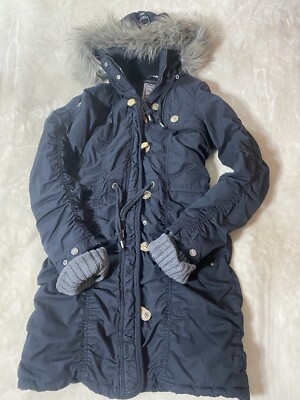 DreiMaster Winterparka Women s Med Black Jacket Hood Faux Fur Knit Cuff