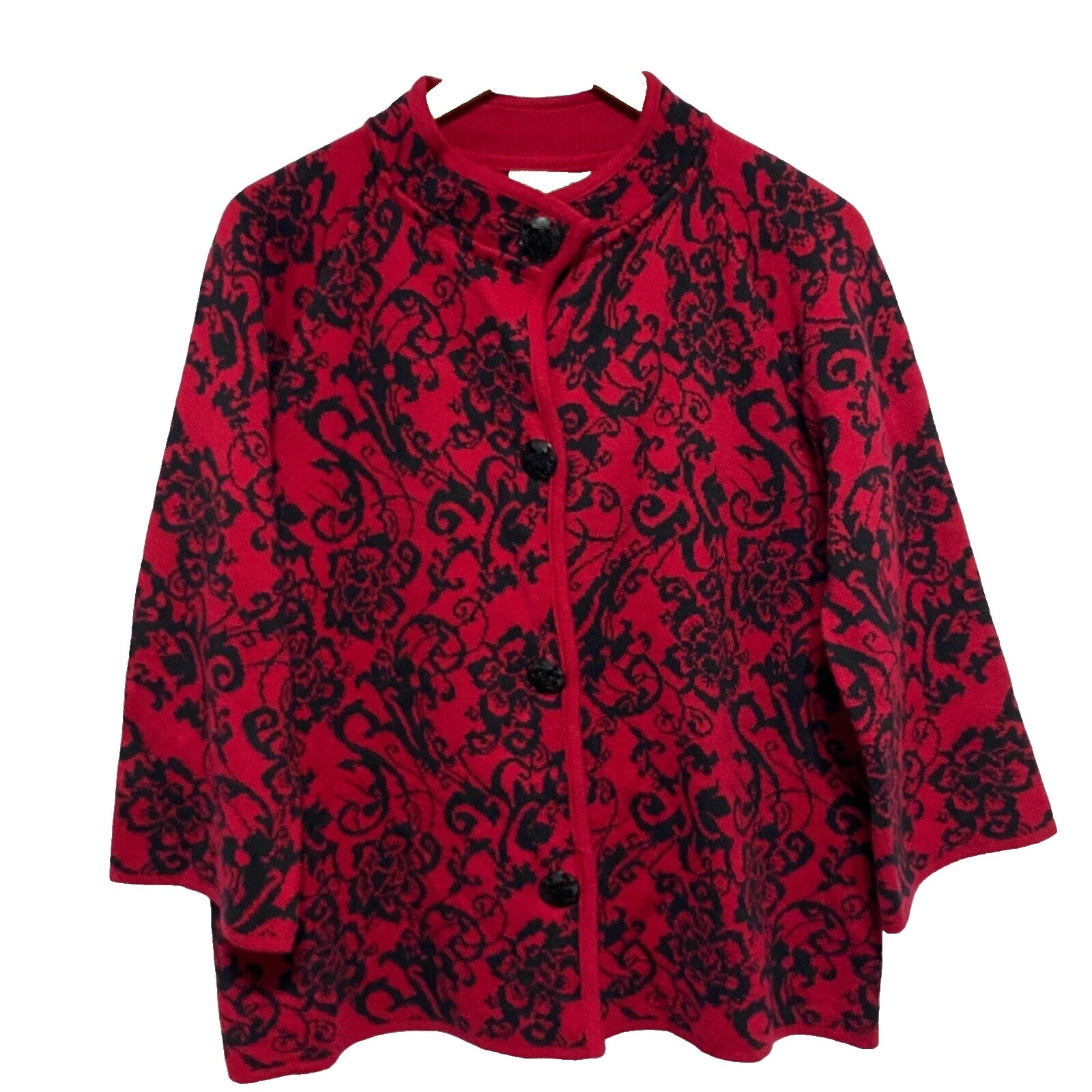 Cardigan Preto Floral Suéteres Femininos