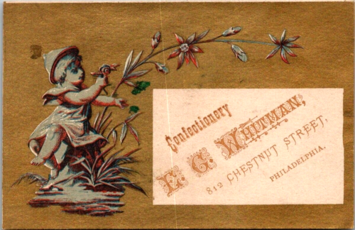E.G. Whitman Confectionery PHILADELPHIA PA Victorian Trade Card - Picture 1 of 3