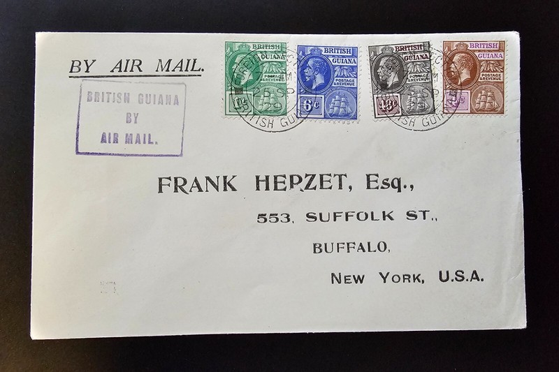 British Guiana Cover Buffalo New York USA BY AIR MAIL POSTMARK FOREIGN SECTION