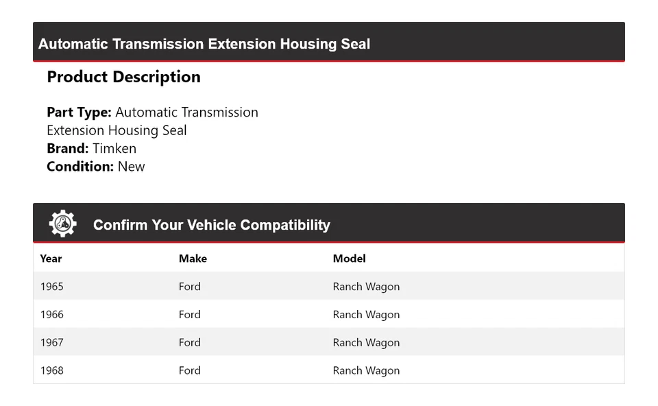 For 1965-1968 Ford Ranch Wagon Auto Trans Extension Housing Seal Timken 1966 - Image 2 of 4