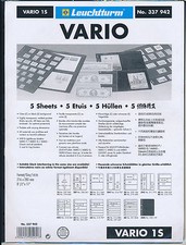 LIGHTHOUSE VARIO 1 POCKET BLACK STOCK SHEETS - PACK OF 5 - DOUBLE SIDED 1S