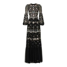 Mac Duggal Size 2 Sequin Embroidered Gown Blouson Sleeves Dress Style 35111 New