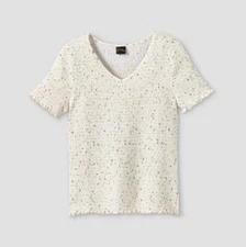 Art Class Girls Short Sleeve Smocked Top Shirt White daisy Floral size XL