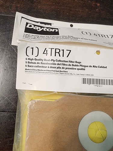 5 hochwertige zweilagige Auffangfilterbeutel für Dayton Staubsauger 4TR17 - Bild 10 von 13